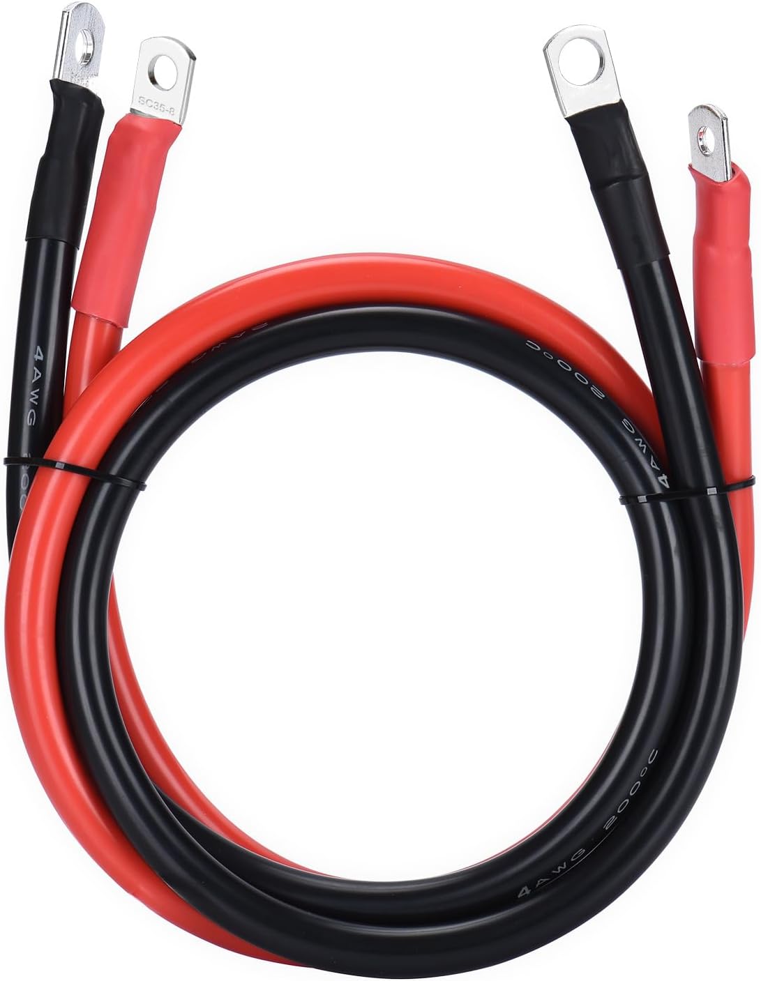 25mm2 4AWG silikona kabeļu komplekts (melns/sarkans) 150cm, 25x8mm, līdz 120A, -60~+200°C, 600V
