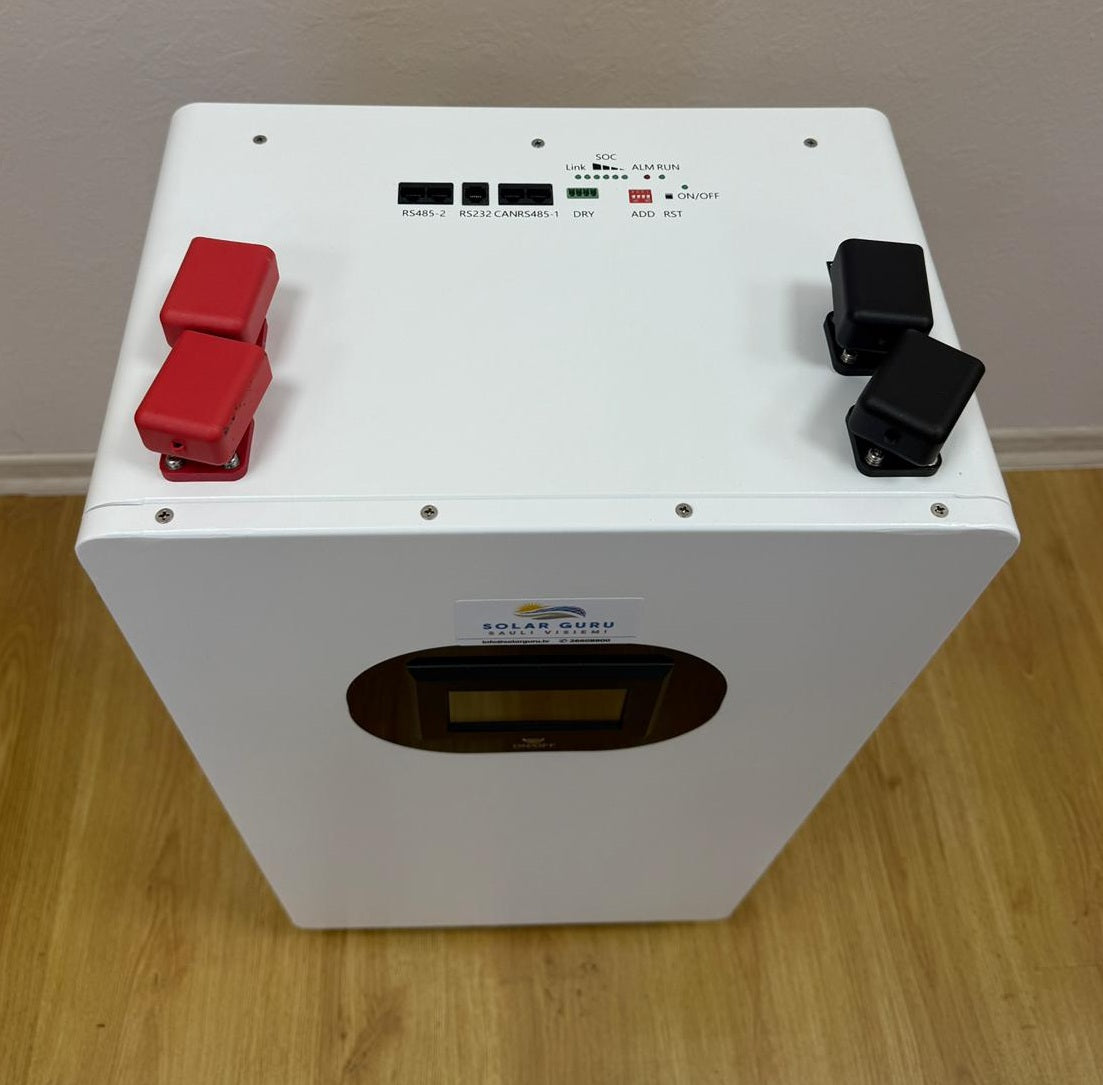 16,38 kwh 48V (51.2V) LiFePO4 akumulators hibrīda invertoriem, JKBMS, CALB Grade A 320Ah, vertikālais