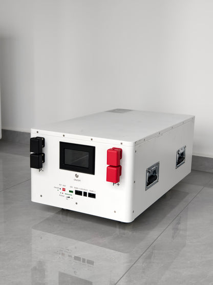 16,38 kwh 48V (51.2V) LiFePO4 akumulators hibrīda invertoriem, JKBMS, CALB Grade A 320Ah, horizontālais