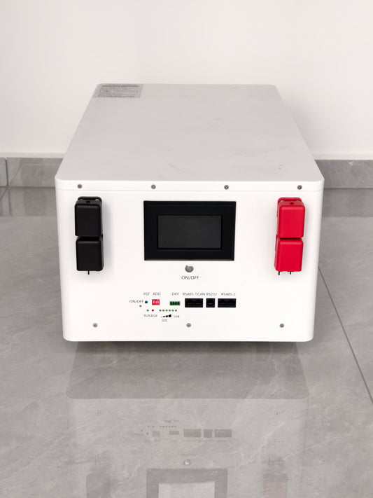 16,38 kwh 48V (51.2V) LiFePO4 akumulators hibrīda invertoriem, JKBMS, CALB Grade A 320Ah, horizontālais